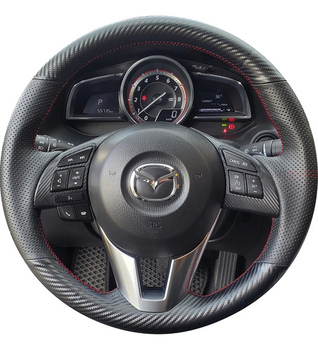 Funda Cubre Volante Mazda 3 2 6 Cx3 5 9 2015-21 Cuero Carbon