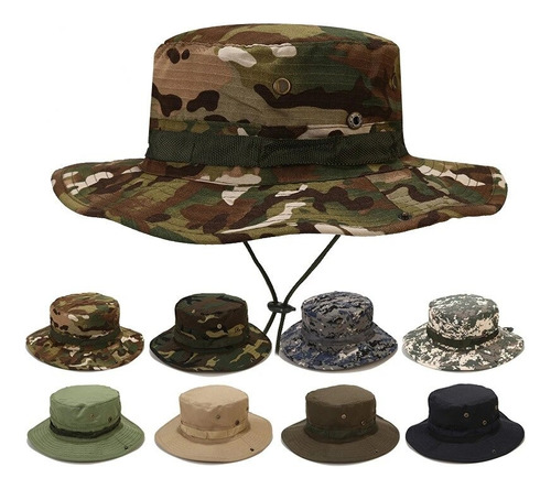 Gorro Expedición Pescador Bucket Hat Sombrero Sol Militar 