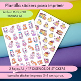 Set Stickers Imprimibles Kawaii, Conejo, Zorro, Pollito