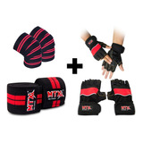 Knee Wraps Vendas De Rodilla+ Guantes Gym Crossfit Pesas Kit