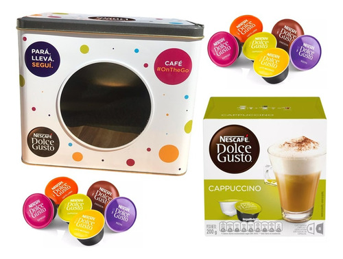 Lata Portacapsulas Deco + Caja De Cappuccino Dolce Gusto !