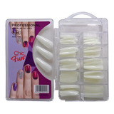 Kit 100 Unhas Tips Postiças Bailarina Leitosa