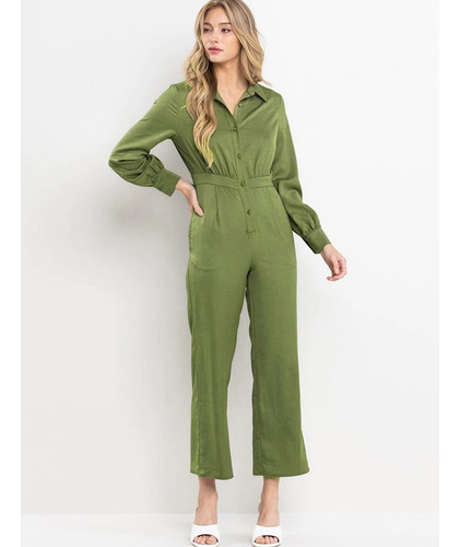 Palazzo Jumpsuit Verde De Moda Para Mujer Devendi Denim Co