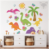 Vinilos Para Pared Decoración Adhesivos Dinosaurios Nenas