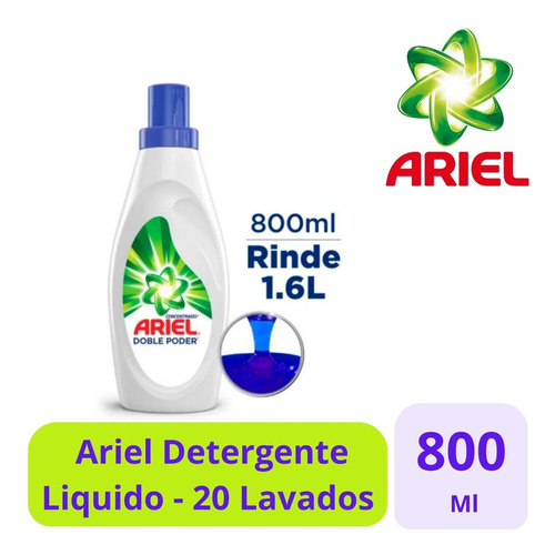 Ariel Doble Poder Detergente Liquido Para Ropa - 800ml
