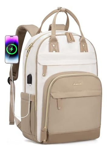 Mochila Para Escuela Con Usb Para Cargador - Beige S