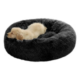 Cama Tipo Dona Antiestres Para Mascotas Perros Gatos Chica Color Negro