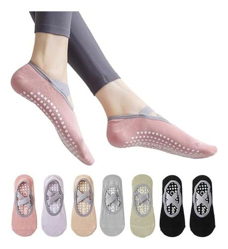 1 7 Pares Calcetines Antideslizantes Yoga Para Mujeres