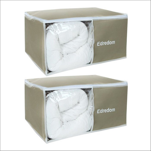 Kit 2 Organizador Edredom Roupa Cama Nylon Resistente Bege