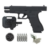 Pistola De Pressão Co2 Glock G17 4.5 Chumbinho E Bbs + Kit