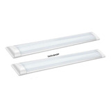 2 Luminária Lâmpada Led Tubular Slim 120cm Completa 36/40w-