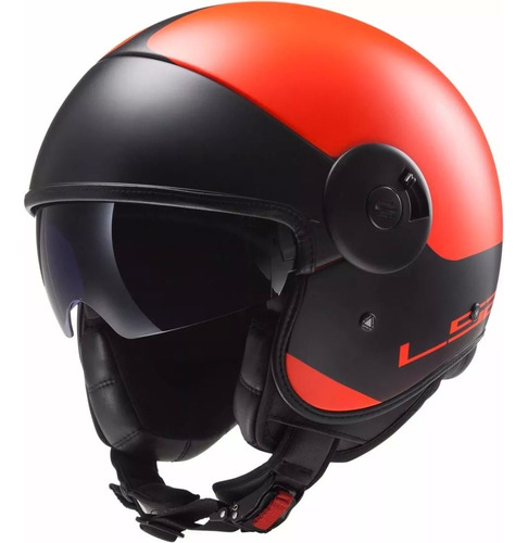 Casco Moto Abierto Ls2 Cabrio Of597 Naranja / Negr