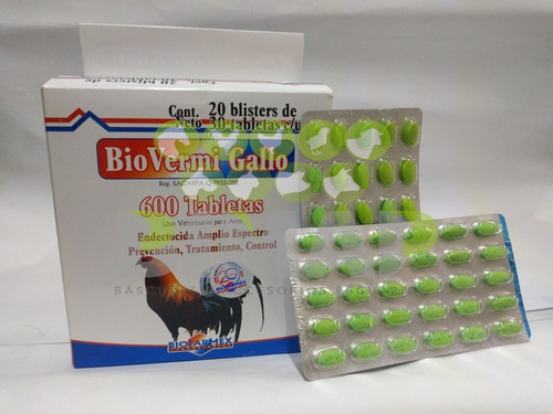 Alimento Biovermi Gallo Blister30 Desparasitante Gallos Aves