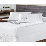 Protetor P/ Colchão Cama Super King Size Escuro Impermeável Cor Branco Desenho Do Tecido Matelado Com Elástico