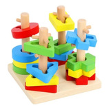 Juego Bloque Encaje Madera Figuras Geométricas  Niños