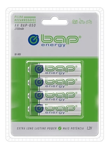 Pilha Recarregável Aa Bap C/4 Un 2700mah Bap-650