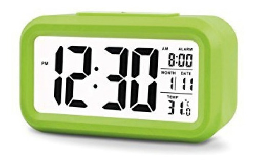 Reloj Despertador Pantalla Lcd Fecha Y Calendario Verde - Ps