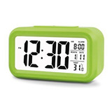 Reloj Despertador Pantalla Lcd Fecha Y Calendario Verde - Ps