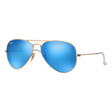 Anteojos De Sol Ray-ban Aviator Flash Lenses Large Con Marco De Metal Color Matte Gold, Lente Blue De Cristal Flash, Varilla Matte Gold De Metal - Rb3025