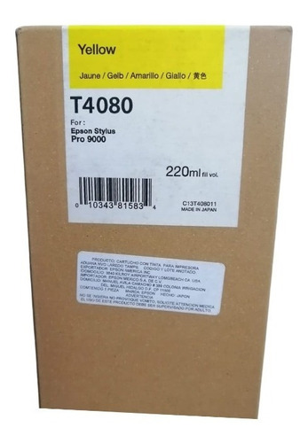 Cartucho De Tinta Para Epson Plotter Pro 9000 Yellow T4080