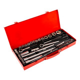 Caja Set Kit Herramientas Juego Llave Tubo Caja Metalica 52p