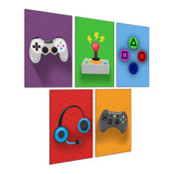 Quadrinhos Decorativos Gamer Jogos Kit 5 Pçs Quarto 20x30