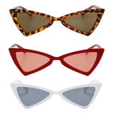 3 Pçs Óculos De Sol Feminino Triangular Olho Gato Verão 2022
