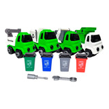 Set X4 Carros Bebés Camión Basura Residuos + Basureros