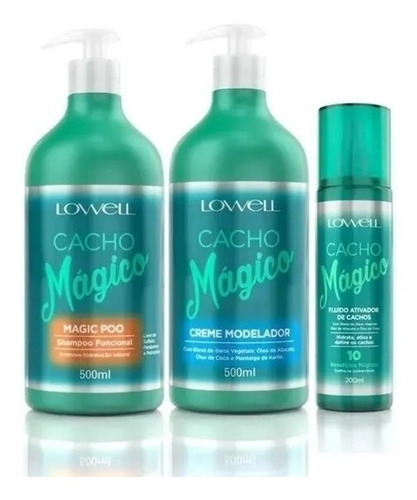 Cacho Mágico Shampoo + Creme Modelador + Fluido Lowell