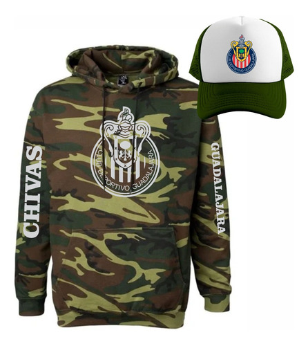 Kit De Sudadera + Gorra Sublimada Chivas Guadalajara Liga Mx