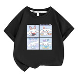 Camiseta Manga Curta Estampa Criativa Cinnamoroll Cos Rabbit