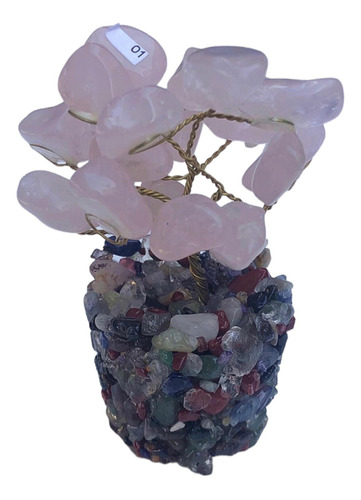 Árbol Decorativo En Piedra De Cuarzo Rosa Natural