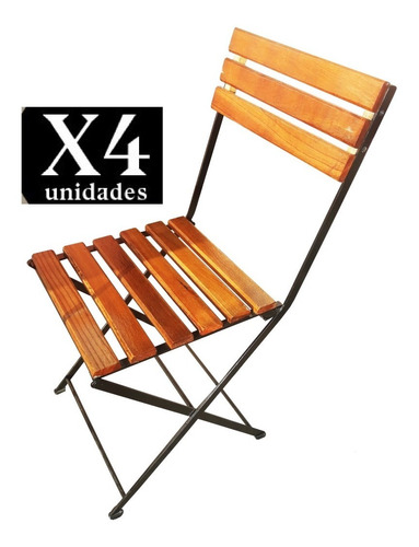 Silla Industrial Plegable Hierro Y Madera Dura X4 Unidades