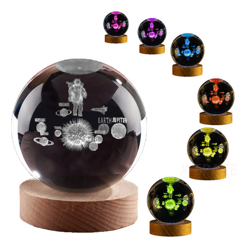 Lampara De Noche Usb Led 3d Galaxia Bola Cristal, Astronauta