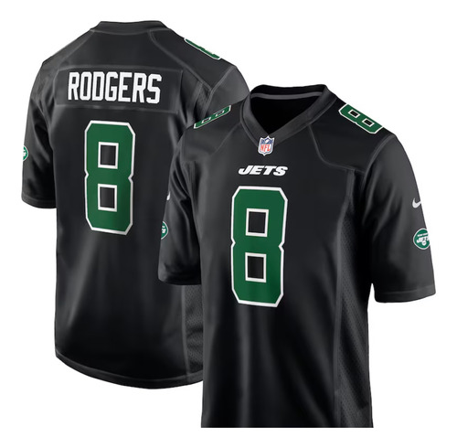 Aaron Rodgers Black New York Jets Fashion Game Jersey