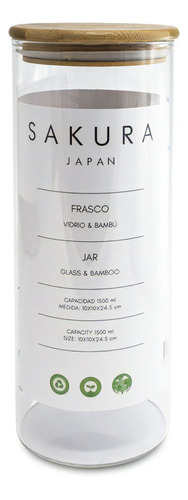 Frasco Sakura  Tapa Hermetica Bamboo 1.5 L 9997 Bazarnet