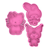 Pack X3 Cortante Y Sello Hello Kitty Kuromi My Melody Cuerpo