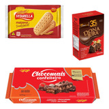 Kit Natal Pavê Bolacha, Barra Chocolate Ao Leite E Em Pó 35%