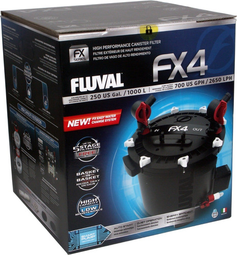 Filtro Canister Fluval Fx4 2600 L/hr Acuarios 1000lts