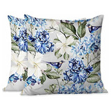 Fundas De Almohada Coloridas Patrón De Hortensias Azul...