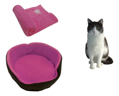 Cama Para Gato Pequeña + Cobija Térmica Mediana