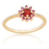 Anel Skinny Ring Flor Com Zircônias Vermelho 512716 Rommanel