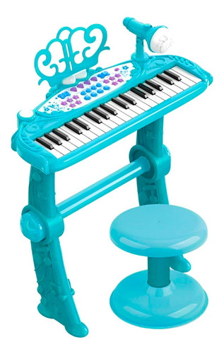 Piano Juguete Infantil Teclado Con Micrófono Y Taburete 