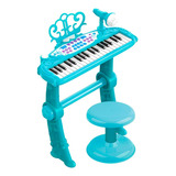 Piano Juguete Infantil Teclado Con Micrófono Y Taburete 