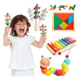 4 Juguetes Didáctico De Madera Niños Estimulación Montessori