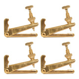 Kit 4 Micro Afinadores Dourado Para Violoncelo Cello 4/4