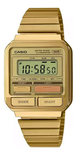 Reloj Casio Vintage Unisex Color De La Correa Dorado Color Del Bisel Dorado Color Del Fondo Dorado
