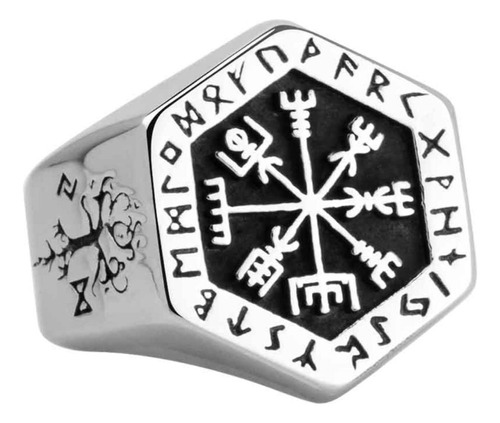 Anillo Compas De Odin Hexagonal S/c Viking Nordico Poppe Arg