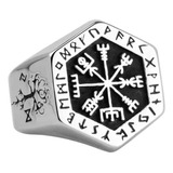 Anillo Compas De Odin Hexagonal S/c Viking Nordico Poppe Arg