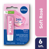 Nivea Protector Labial Humectante Soft Rose 4,8 Gr Pack X6